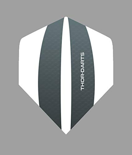 THOR-DARTS Exclusiv-Line: 6 weiße Darts Flights HD-240 F3 Weiss/grau Dart Flys extra Lange haltbar Thickness > 100 mic (6 Stück (2 Set), weiß)