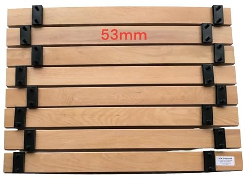 SCM Créations Lot de 8 Lattes de 61cm (610mm) Largeur 53mm ép 8mm 7 Plis avec 16 Embouts pour clic clac bz lit, Latte de lit