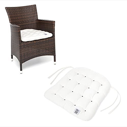 HAVE A SEAT Luxury | Sitzkissen 48 x 46 cm (2 St.) - bequemes Stuhlkissen - orthopädisch, wetterfest, waschbar bis 95° C, Trockner geeignet - Made in Germany (48x46 cm - 2er Set, Weiß)