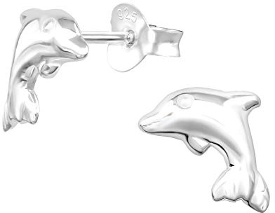 Laimons Mädchen Kids Kinder-Ohrstecker Ohrringe Kinderschmuck Delphin Delfin Meeresbewohner 10mm Glanz aus Sterling Silber 925