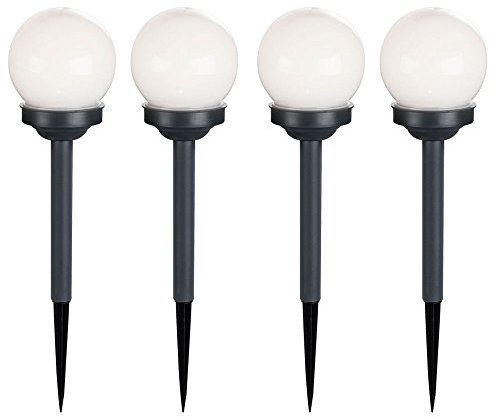 etc-shop 4er Set LED Solar Kugel Steck Leuchten Außen Beleuchtung Balkon Garten Deko Erdspieß Lampen weiß