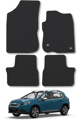 Peugeot 2008 (2013-2019) 3mm Rubber Car Mats | Tailored Fit Durable Floor Mats Full Coverage Protection Waterproof Accessories Easy Clean Anti Slip Made in the UK