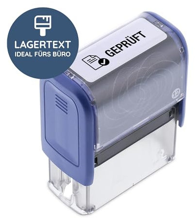 stempel-fabrik – “GEPRÜFT” Selbstfärbestempel – Lagertextstempel zur Kennzeichnung von Dokumenten, Rechnungen uvm – präziser Prüfstempel für Qualitätssicherung, Buchhaltung & Co (47 x 17 mm | 1 Zeile)