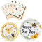 Bee Party Teller und Servietten – Happy Bee Day Party Zubehör für Kinder Honigbiene Party Geschirr Set Abendessen Dessert Kuchen Teller Mittagessen Servietten Servietten für 16 Gäste 48 Stück