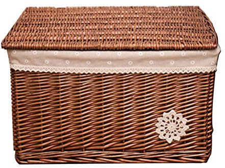 Cesto Portabiancheria in Vimini Con Coperchio Scatola Di Stoccaggio Intrecciata in Rattan Per Cosmetici Cesto Organizzatore Multifunzionale Per Camera Da Letto E Soggiorno