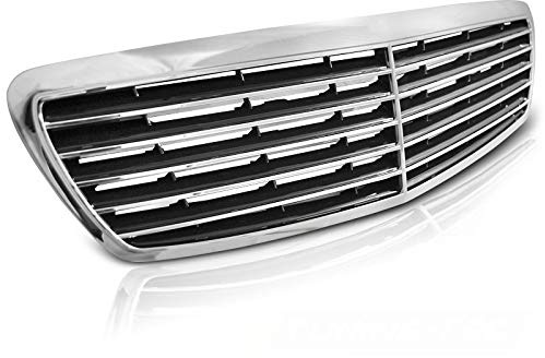 Parrilla delantera compatible con Mercedes-Benz W211 Clase E 2002 2003 2004 2005 2006 Saloon Touring Front Central Grill Sport GV-199 Grille Sport Chrome