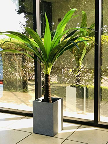 Kante Jardinière en Plastique et Alliage d'acier en Fibre de Verre, Gris Ardoise