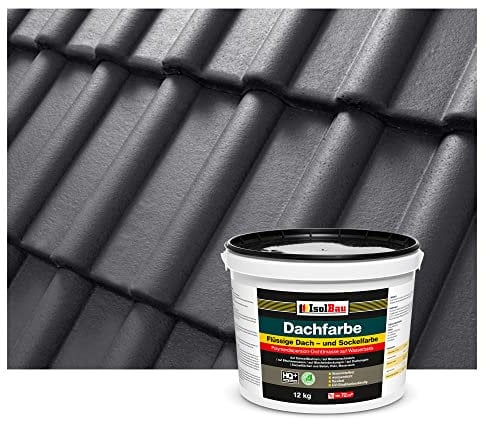 Isolbau Dachfarbe - 12 kg RAL Farbe Fassadenfarbe Nano Dachlack Sockelfarbe Wetterfest - Lösemittelfrei, Wasserdicht, UV-beständig - Anthrazit