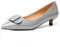 Soireelady Damen Slip On Niedrig Absatz Pumps Lack Grau EU 39