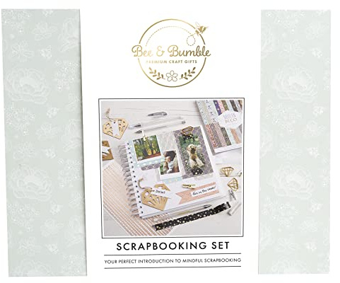 Bee & Bumble Scrapbooking Supplies Album Set - White Book, Perfect For Wedding, Birth, Taking Down Autograph, Storing Photos, Memories And More, Paper Can Be Decorated With Embellishments and Ribbon