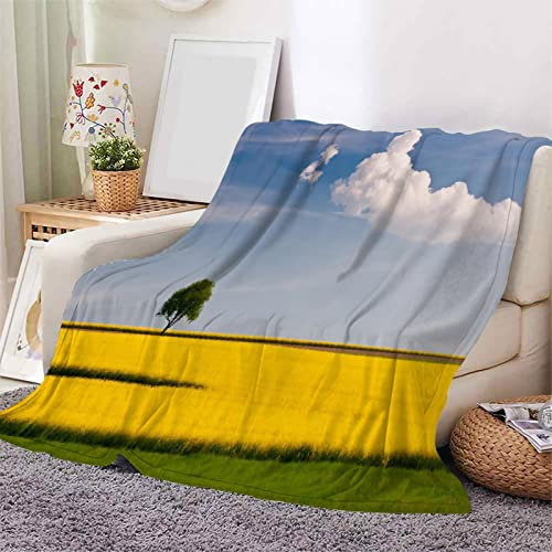 Felldecke Gelber Himmel 3D Printdesign Couchdecke Warm Mikrofaser Wearable Doppelseitiger Decke 270 x 230 cm für Lesen, Lernen, Campen