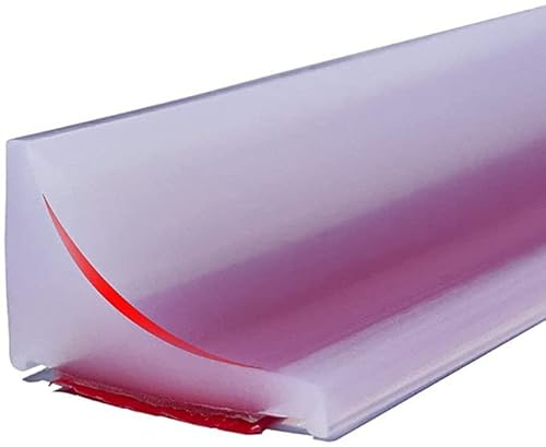 ESUFEIR Duschabtrennung, Wasserstopp, Retentionsstreifen, Silikon-Duschabtrennung, Wasserschwelle, selbstklebende Duschabtrennung, faltbarer Duschschutz, Badezimmer (2M, Transparent)
