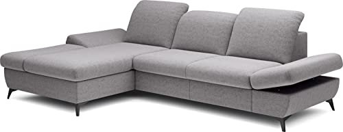WFL GROUP Modern Ecksofa - Schlafsofa mit Bettkasten - 3 Sitzer Sofa - Couch mit Schlaffunktion Bettfunktion L-Form mit Ottomane - Links - Grau