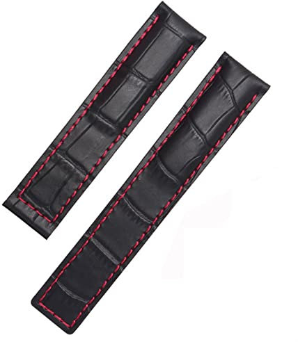 GUMMMY Echtes Leder Uhrenarmband Für TAG heuer Armband blau Schwarz braun Armband 19mm 20mm 22mm mit Faltschließe Lederbänder, 22 mm, Achat