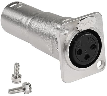 QIANRENON XLR femelle vers mâle Panneau Montage Microphone Connecteur 3Pin XLR femelle vers mâle montage Adaptateur Coupleur XLR Traversée montage Prise, pour table de mixage appareil audio, Argent