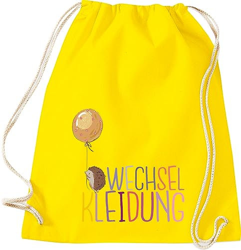 Kleckerliese Turnbeutel Schule Kindergarten Tiere Igel Wechselkleidung Tiermotiv Kinder Rucksack Tasche, gelb
