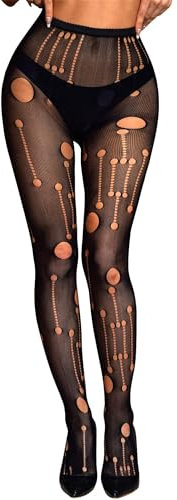 RSLOVE Collant Autofixant Taille Haute pour Femme Sexy Pantyhose Féminin Jarretelles Bas Noir Taille Unique