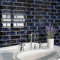 Livelynine Klebefliesen Bad Wand 3D Fliesenaufkleber Küche Blau 30x30CM Selbstklebende Fliesen Küche Wand Dunkelblau 16-Stück PVC Fliesen Selbstklebend Bad Wand Petrol Blau Wandfliesen Selbstklebend
