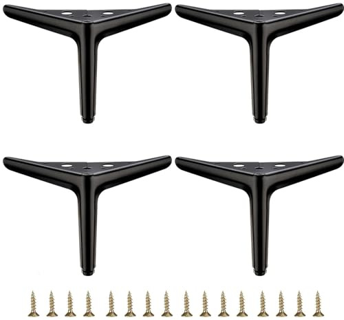 Smaxcn 4.7 inch/12cm Black Metal Furniture Legs Set of 4, DIY Replacement for Short Cabinet Legs, Sofa Legs, Small Dresser Legs