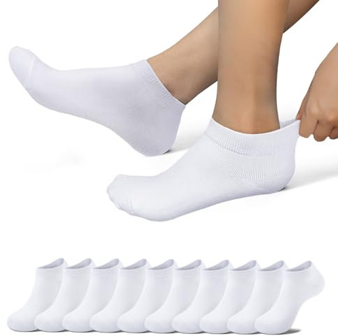 EKSHER Sneaker Socken Damen 39-42 Weiß Socken Herren 39-42 Kurze Socken Herren 10 Paar Laufsocken Tennissocken Sportsocken Anti Schweiß Socken Atmungsaktive Running Socks Baumwolle Strümpfe