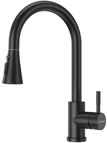 BLYLUND Küchenarmaturen Mattschwarze Armaturen mit Brause Ausziehbar 3 Modi, Moderne Wasserhahn Küche mit Hohem Bogen