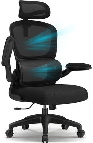 Aiidoits Chaise Bureau Ergonomique, Chaise de Bureau Inclinable Pivotant, Fauteuil de Bureau 150kg Confortable à roulettes, Appui-tête et Accoudoirs Ajustables, Siège Bureau avec Le Support Lombaire