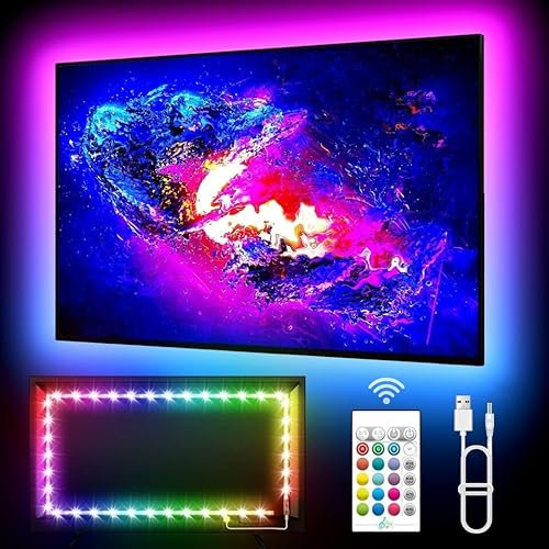 LITTLE CLASSIC LED TV Backlights + RF Remote Controller 5V 1M/3.3ft USB Powered Bias Lighting Kits (16 Colors and 4 Dynamic Modes),5050 RGB LED Strip Lights for HDTV,PC Monitor,Home Theater