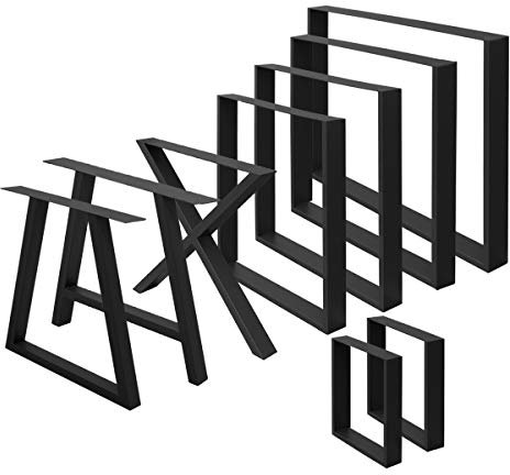 ML-Design 2er Set Tischbeine 90 x 72 cm, Schwarz, pulverbeschichteter Stahl, Vierkantprofilen, Industriedesign, Metall Tischkufen Tischuntergestell Tischgestell Möbelfüße, für Esstisch, Schreibtisch