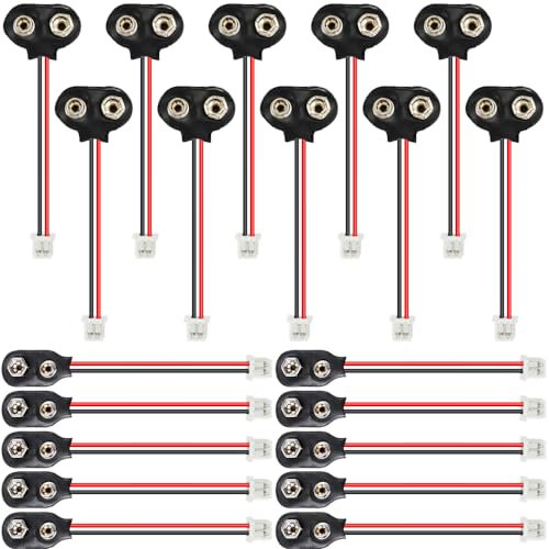 Xiatiaosann 9v Battery Connector to PH2.0 Cable, I-Type & T-Type 9 Volt Battery Clip with 2-Pin PH2.0 Connector Cord for LED Strip (20 Pack)