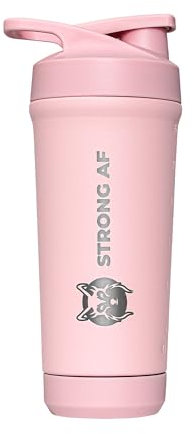 STRONG AF. Single Wall Stainless Steel Protein Shaker Bottle 700ml/26oz - Leakproof Screw-on Lid - Unisex (Pink)