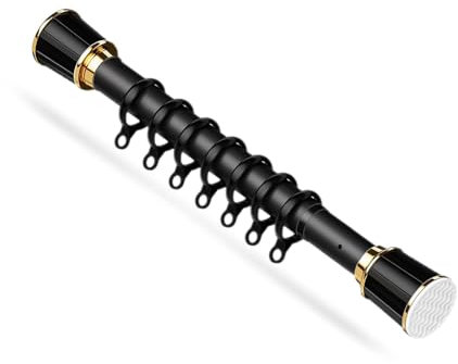 Tringle Rideau Extensible sans Percage Barre Tringle À Rideaux Réglable 40cm - 500cm Tringle Rideau Douche pour Camping Car Blacon(Couleur:Black,Size:0.4-0.55m+10 Rings)