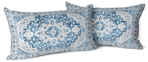 Snylcce 2er Set Kissenbezüge Boho Design Blau Monaco & Persien 30x50 cm Kissenbezüge aus weichem Material für Gartensofa, Sofa, Bett - Zierkissenbezüge 12x20 Zoll