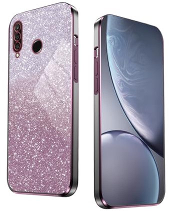 WBWONE Glitter Cover per Huawei P30 Lite, Bordo Elettroplaccato, Custodia Morbida con Adesivi Scintillio, Anti-Graffio Case - Rosa