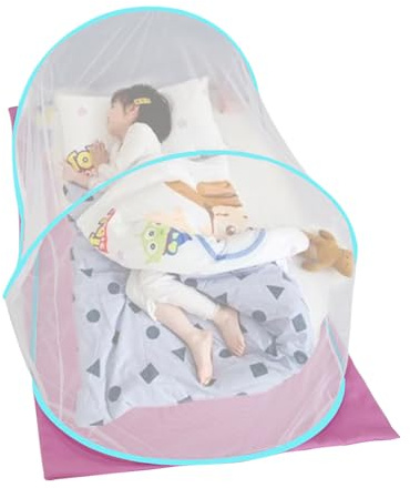 Pop-Up Moskitonetz Bett mit Reißverschluss, Outdoor Camping Moskitonetz Zelt, Tragbar faltbar Mückennetz Insektenschutz Reisezelt, 200x80cm (Blau)