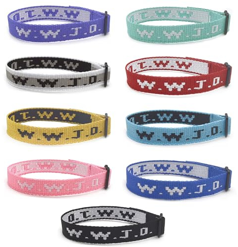 MONAZEO W.W.J.D. Gurtband-Armbänder mit Aufschrift What Wound Jesus Do, inspirierende, christliche Armbänder für Damen und Herren, verstellbar, religiös, gewebt, WWJD-Armbänder für Spendenaktionen