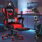 ALFORDSON Sedia da ufficio da gioco, con supporto ergonomico, comfort di lusso, con poggiapiedi, poggiatesta, sedia da casa, Ecopelle, Rosso