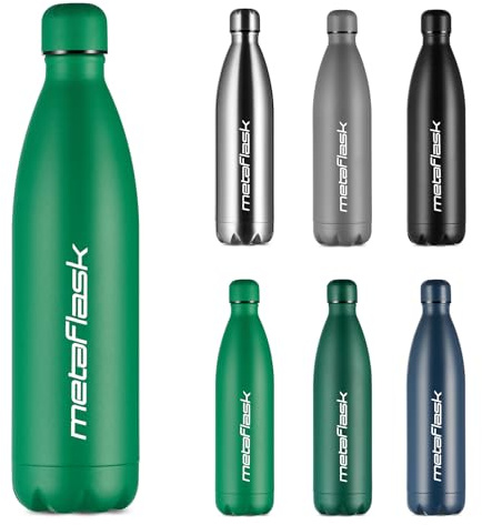 MetaFlask Water Bottle, Insulated Stainless Steel Water Bottle | 12 Hour Hot & 24 Hour Cold | Ideal for Gym, Yoga, Cycling | Leak-Proof (Dark Green, 1000ml)
