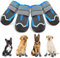 Weesiber Hundeschuhe, 4 Stück rutschfeste Hundestiefel mit Reflektierenden Riemen und Verschleißfester Gummisohle, Pfotenschutz für Kleine, Mittlere und Große Hunde (Grau, Größe 7)