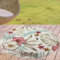 CARPETIA Teppich Rund Outdoor mit Blättern 3D Optik wetterfest pflegeleicht für Balkon Terrasse Garten Wohnzimmer modern Kurzflor Creme bunt 160 x 160 cm