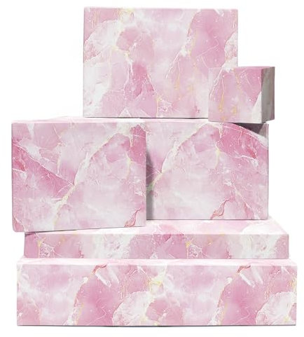 Geschenkpapier Marmor – 6 Bögen Geschenkpapier für Frauen – Rosa, weißer, goldener Marmor – für Geburtstag, Hochzeit, Jahrestag, Valentinstag – mit Aufklebern – von Central 23