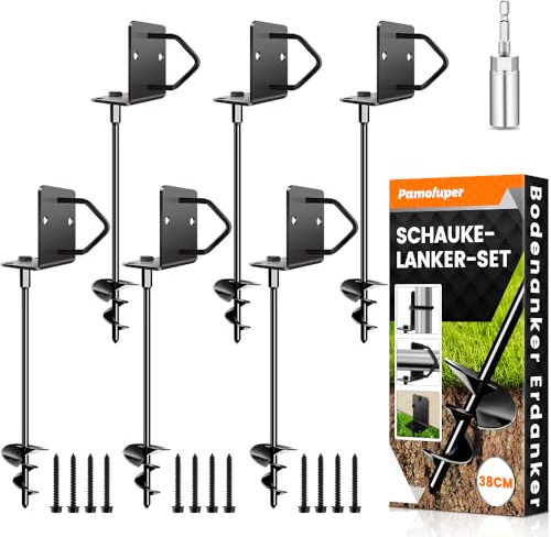 Set di 6 picchetti per trampolino da 35,6 cm, resistenti per la casa mobile, kit di ancoraggio per capannoni, ancoraggi per altalene, ancoraggi per set da gioco (15,2 x 35,6 cm)