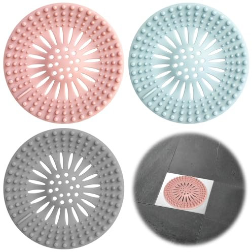 3 Stück Abflusssieb Silikon, Spülbecken Sieb Haarsieb Dusche Abflusssieb Dusche Haarfänger Badewanne Abflussabdeckung Abfluss Sieb Sink Strainer Duschablauf Haarsieb