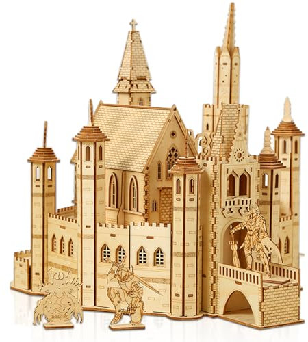 Hallisun 3D Holzpuzzle für Erwachsene, Holzburg Modellbausatz, Selbstmontage mechanisches Architektur Bauset Spielzeug, Holzburg Bauhandwerk Weihnachts, Geburtstagsgeschenk Heimdekoration, 234 Teile