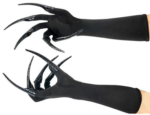 Gissroys Scary Long Nails Gloves Cosplay Party Costume Accessories Halloween Party Gloves Roleplay Finger Nails Gloves