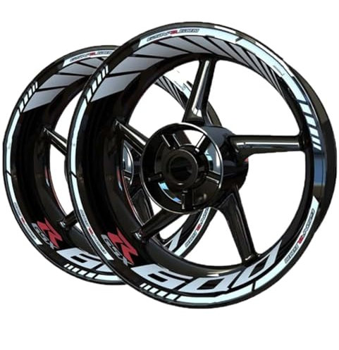 YYTEMD Randaufkleber abziehen Motorrad-Felgenaufkleber Sport-Felgenrandaufkleber Felgenstreifen-Reflexfolie Für Suzuki GSXR600 GSXR 600(Style 13)
