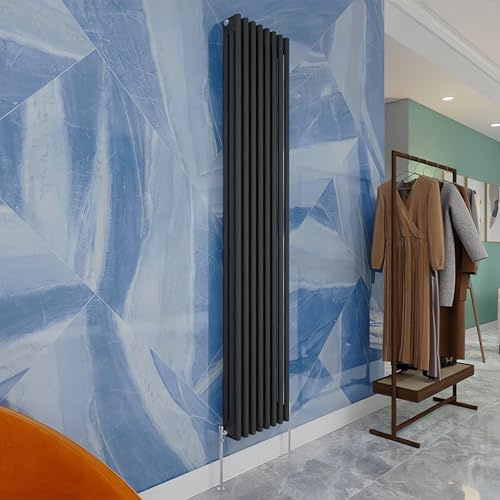 Traditional Household Cast Iron Radiator,Anthracite Vertical 1800X 380mm- 3 Column Suitable for Multi-Room Ideal Central Heating