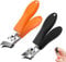 2 Pcs Angled Nail Clippers, Curved Nail Clippers, Toenail Clippers, Slanted Nail Clippers, Wide Jaw Opening Anti-Splash Slanted Nail Clipper, for Adults Men Women Seniors (Mid-Orange and Black)