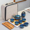 AYES Portable Tea Sets with 1 Teapot Set, 6 Tea Cups, Travel Bag, 1 Tea Tray, 1 Tea Canister - Asian Chinese Japanese Porcelain Vintage Tea Service for Women Mens Tea Lover Enjoy Life Gifts Blue