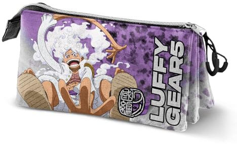 One Piece Luffy Gear 5-Estuche Portatodo Triple, Lila, 23 x 11 cm