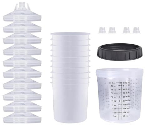 Lot de 10 sprays de peinture pour voiture - Avec couvercle - Jetable - Gobelet doseur de précision pour peinture de voiture, projets de bricolage et travail professionnel du corps de voiture